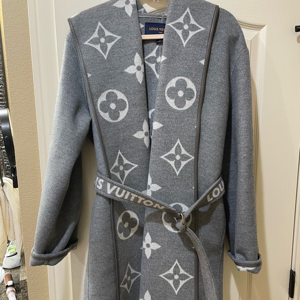 LOUIS VUITTON BELTED DOUBLE FACE HOODED WRAP COAT